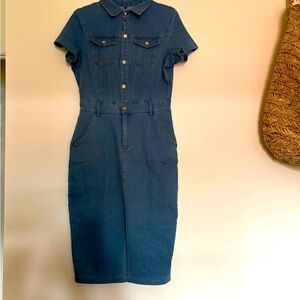 Denim fitted Midi Dress- Medium